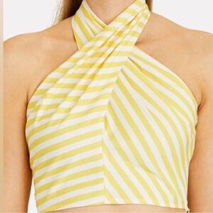 STAUD Kai Striped Poplin Halter Top